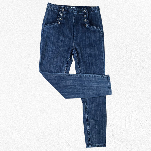 BDG High-Waisted Button-Fly Skinny Jeans - Size 28 Dark Wash - Picture 1 of 8